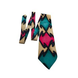 ROBERT DASKAI HAND PAINTED SILK TIE‎ ARTIST SIGNED HAND SEWN USA LARRY HOPE 56x4